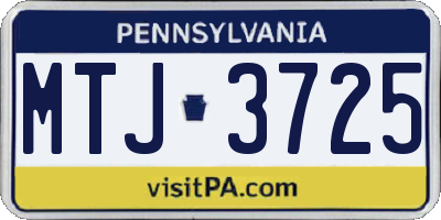PA license plate MTJ3725