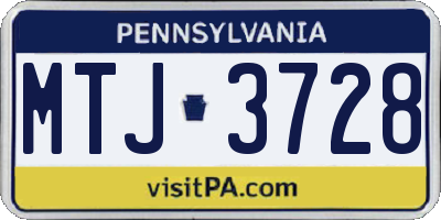 PA license plate MTJ3728