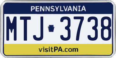 PA license plate MTJ3738