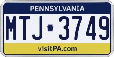 PA license plate MTJ3749