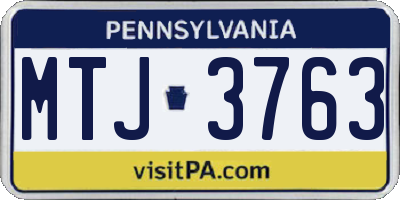 PA license plate MTJ3763