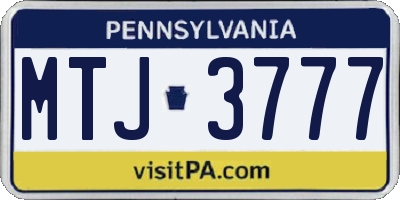 PA license plate MTJ3777