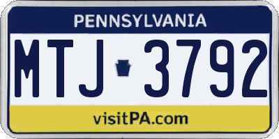 PA license plate MTJ3792