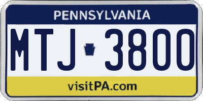 PA license plate MTJ3800