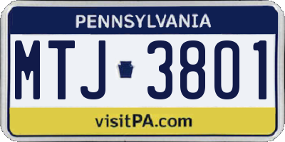 PA license plate MTJ3801