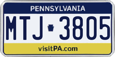 PA license plate MTJ3805