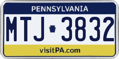 PA license plate MTJ3832
