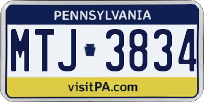 PA license plate MTJ3834