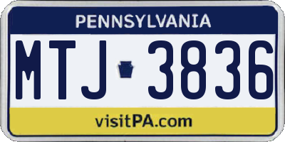PA license plate MTJ3836