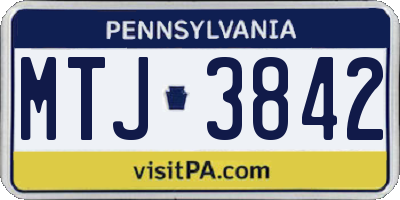PA license plate MTJ3842