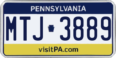 PA license plate MTJ3889