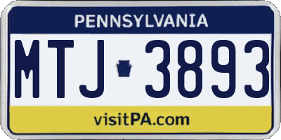 PA license plate MTJ3893