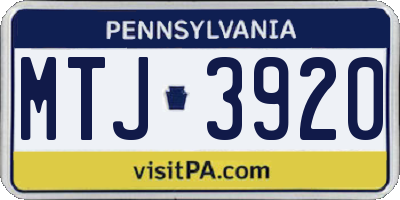 PA license plate MTJ3920
