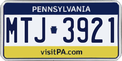 PA license plate MTJ3921