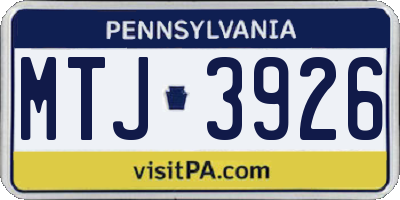 PA license plate MTJ3926