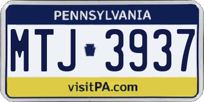 PA license plate MTJ3937