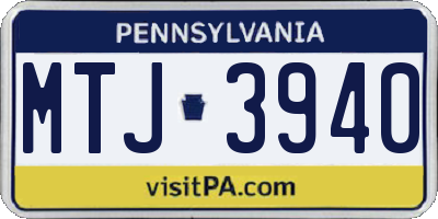 PA license plate MTJ3940