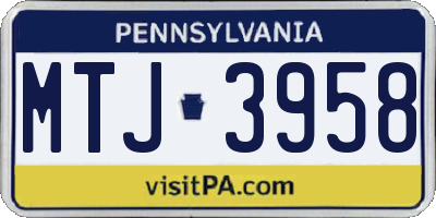 PA license plate MTJ3958