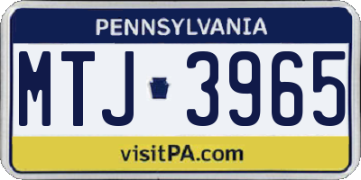 PA license plate MTJ3965