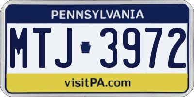 PA license plate MTJ3972