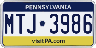 PA license plate MTJ3986
