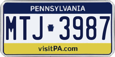 PA license plate MTJ3987
