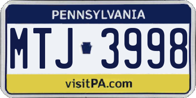 PA license plate MTJ3998