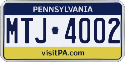 PA license plate MTJ4002
