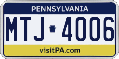 PA license plate MTJ4006