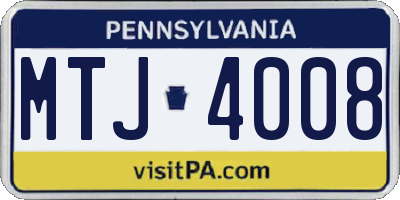 PA license plate MTJ4008