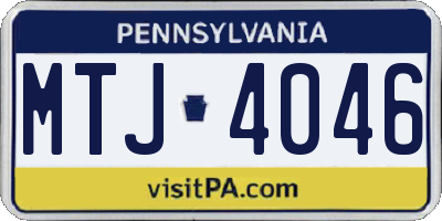 PA license plate MTJ4046