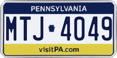 PA license plate MTJ4049