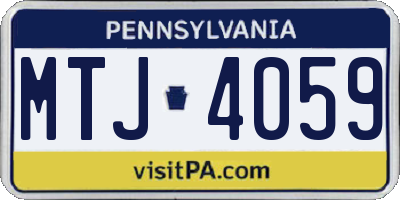 PA license plate MTJ4059