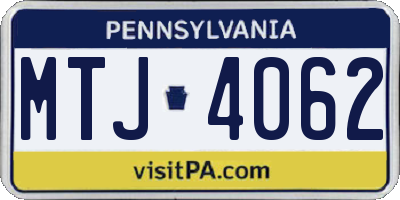 PA license plate MTJ4062