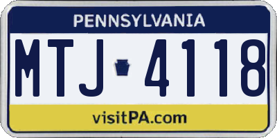 PA license plate MTJ4118