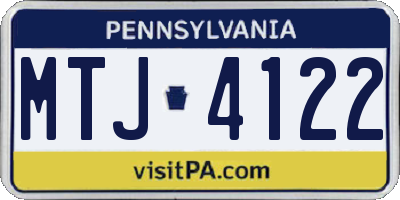 PA license plate MTJ4122