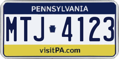PA license plate MTJ4123