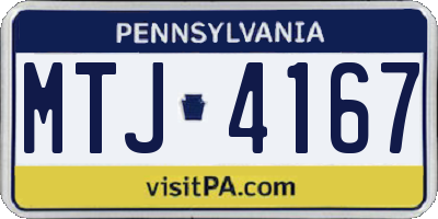 PA license plate MTJ4167