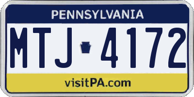 PA license plate MTJ4172