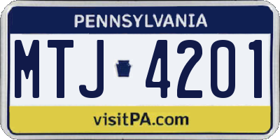 PA license plate MTJ4201