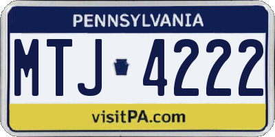 PA license plate MTJ4222