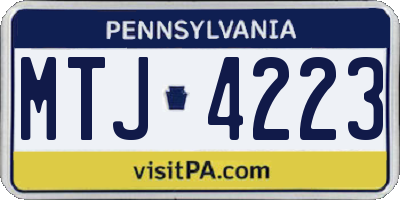 PA license plate MTJ4223