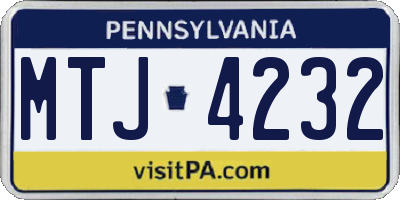 PA license plate MTJ4232
