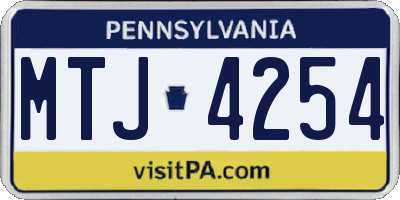 PA license plate MTJ4254
