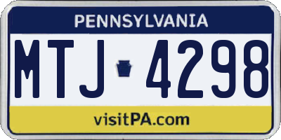 PA license plate MTJ4298
