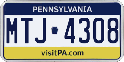 PA license plate MTJ4308