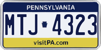 PA license plate MTJ4323