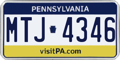 PA license plate MTJ4346