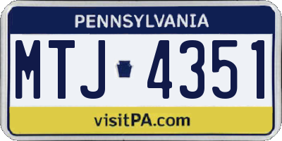 PA license plate MTJ4351