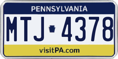 PA license plate MTJ4378